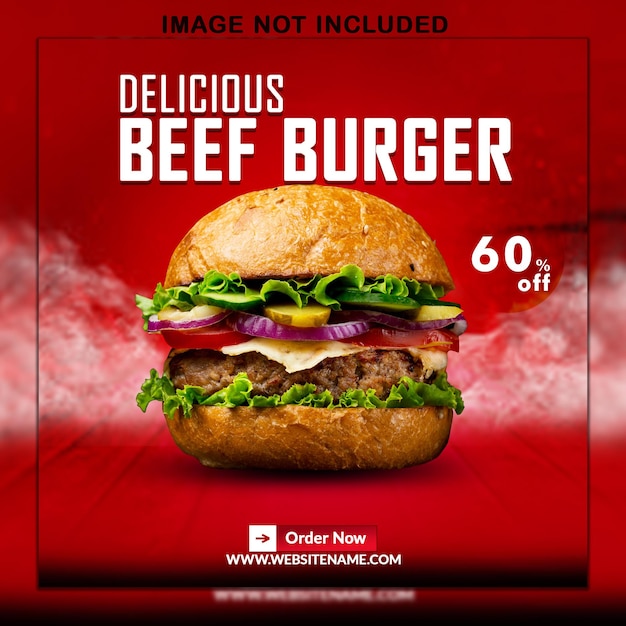 Delicious Burger Food social media banner post template Premium Psd