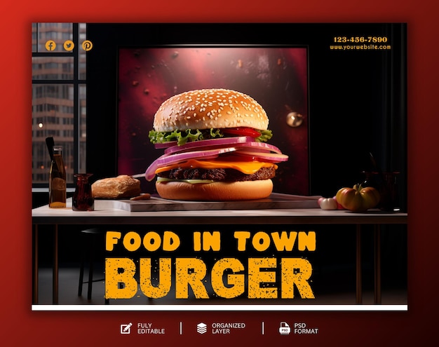 Delicious burger and food template design