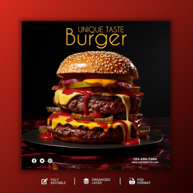 Delicious burger and food template design