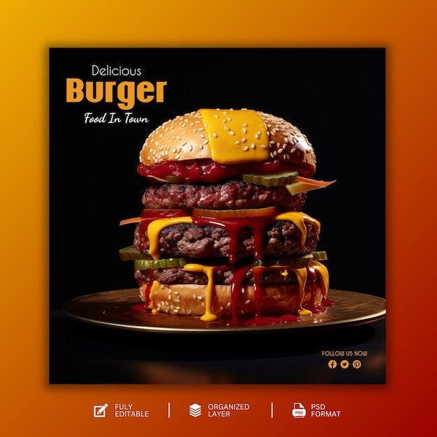 Delicious burger and food template design