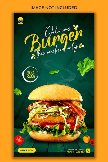 delicious burger instagram story post design