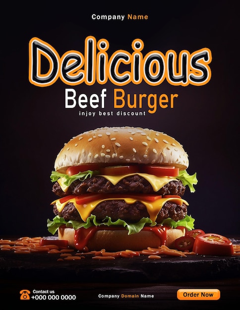 delicious burger poster template fast food social media promotion poster banner