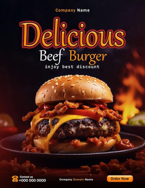 delicious burger poster template fast food social media promotion poster banner