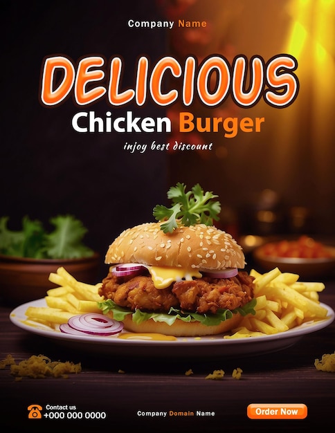 delicious burger poster template fast food social media vertical promotion banner poster