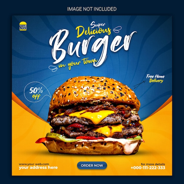 delicious burger social media food template