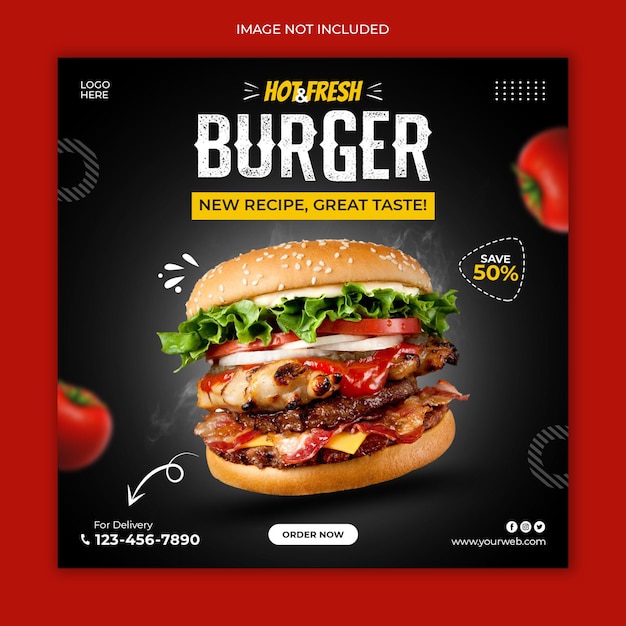 Delicious burger social media post template