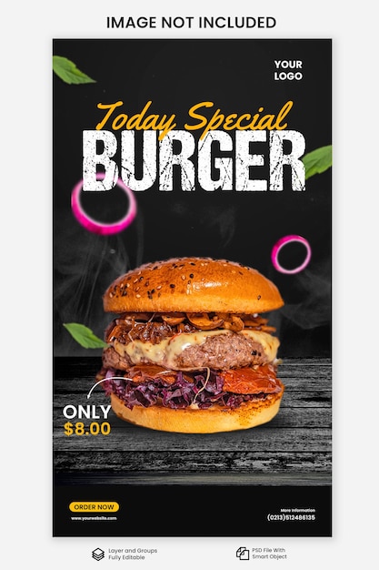 Delicious burger social media post template