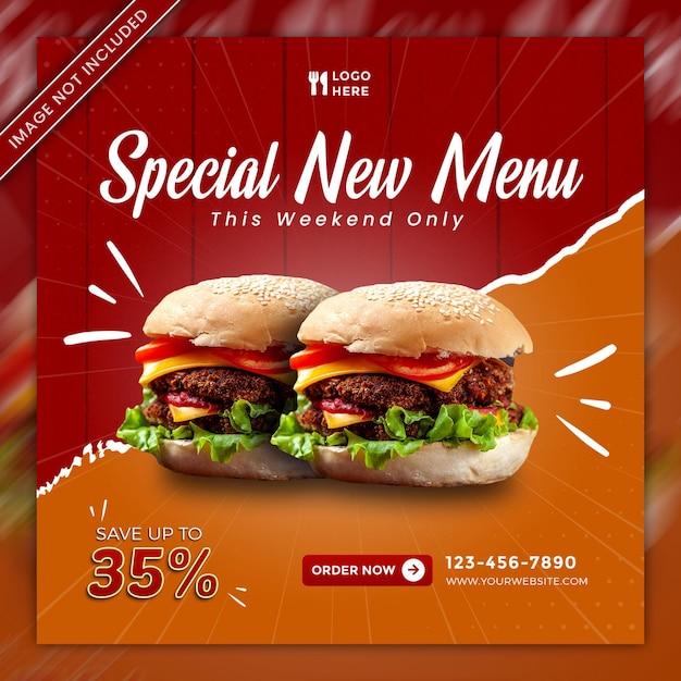 delicious burger social media post template