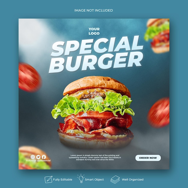 Delicious burger social media post template