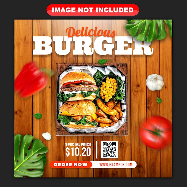 Delicious burger social media template