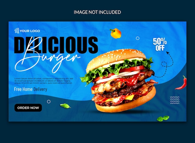 delicious burger social media web banner.