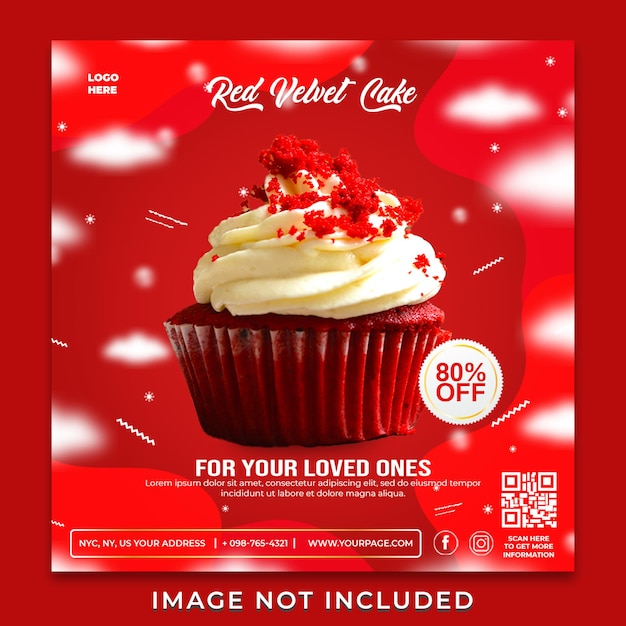 Delicious cake menu social media promotion instagram banner post design template