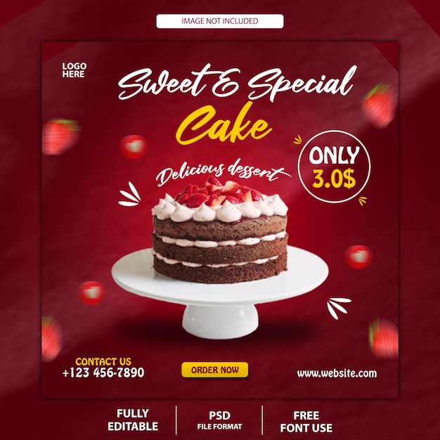 Delicious cake social media banner template