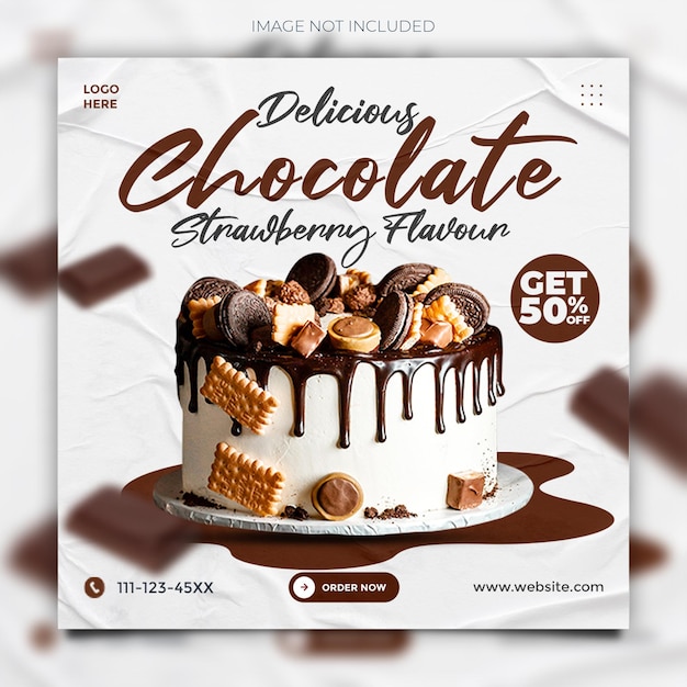 Delicious cake social media promotion and instagram poster template