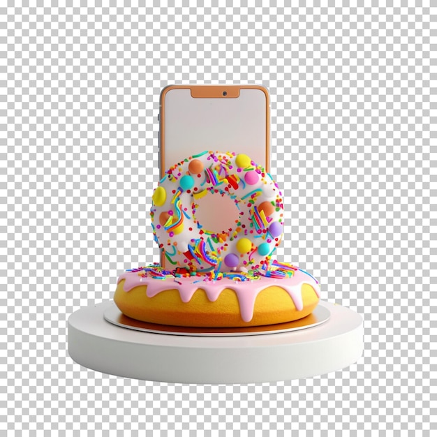 Delicious cakes and ice cream isolated on transparent background