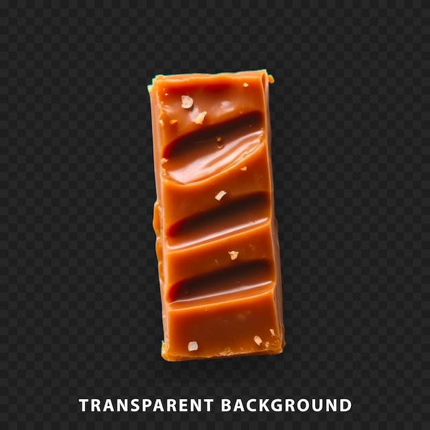 A delicious caramel chocolate bar isolated on a transparent background