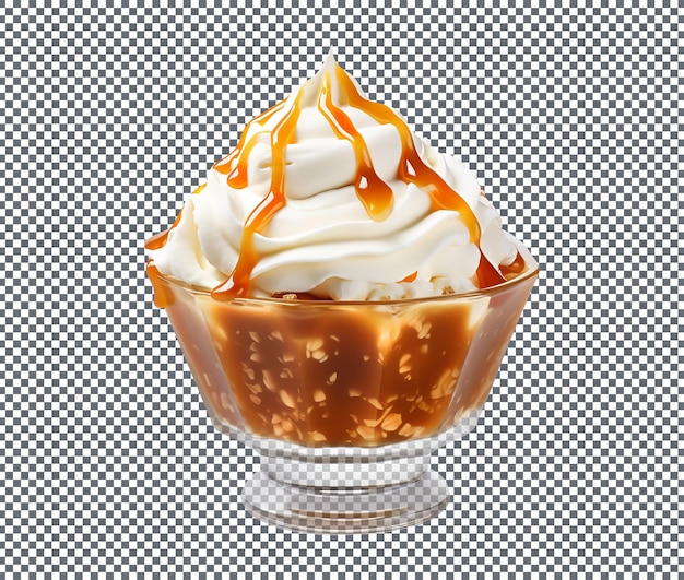 Delicious Caramel Sundae glazed isolated on transparent background