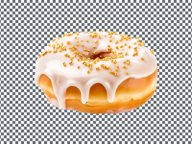 Delicious Champagne glazed donut isolated on transparent background