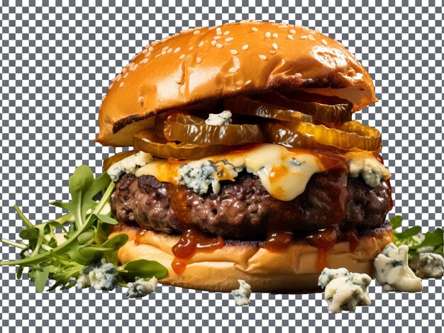 Delicious cheese burger isolated on transparent background