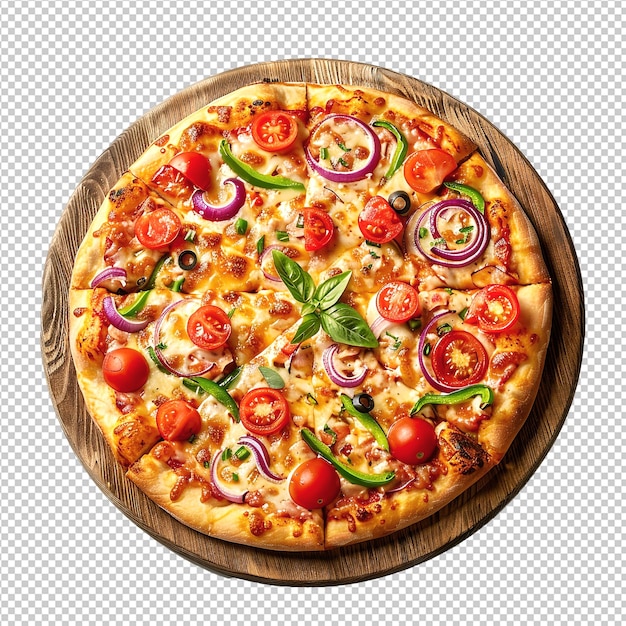 Delicious cheese pizza isolated on a transparent background