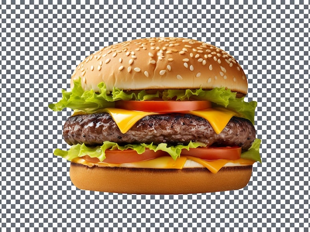 Delicious cheeseburger isolated on transparent background