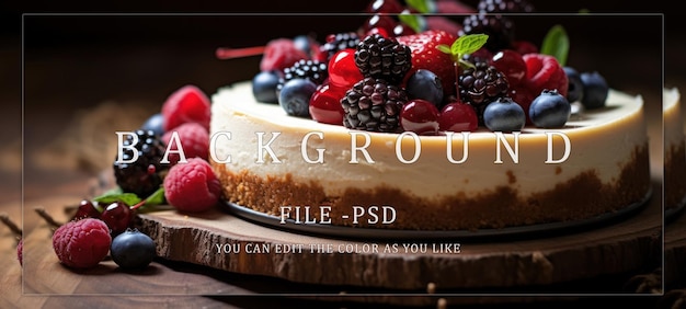 PSD delicious cheesecake topped with fresh berries