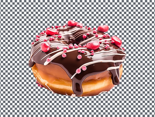 Delicious Cherry And Chocolate donut isolated on transparent background