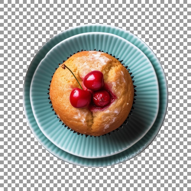 Delicious cherry muffin isolated on transparent background