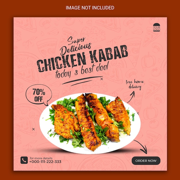 delicious chicken kabab social media post.