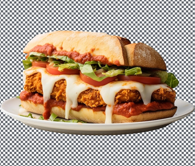 Delicious Chicken Parmesan Sandwich isolated on transparent background