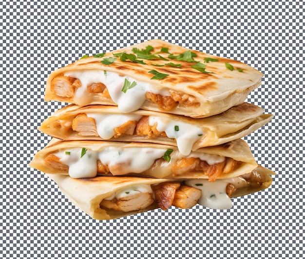 Delicious Chicken Quesadilla sandwich isolated on transparent background