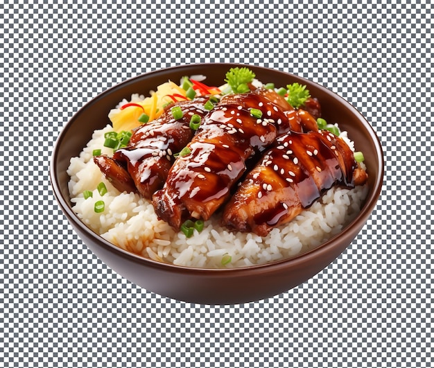 PSD delicious chicken and rice grilled isolated on transparent background