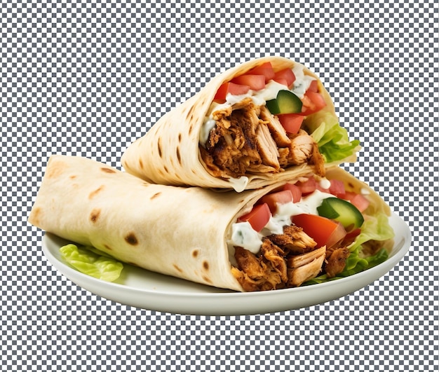 Delicious Chicken Shawarma Wrap isolated on transparent background