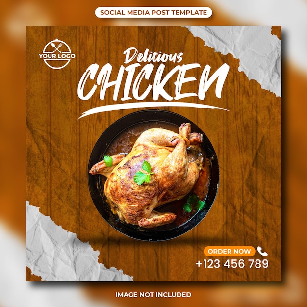 Delicious chicken social media post template