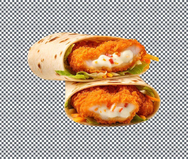 Delicious Chicken Tenders Mozella wrap isolated on transparent background