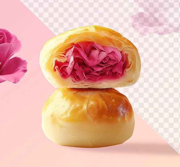 Delicious Chinese Pastry with Red Rose Petal Filling