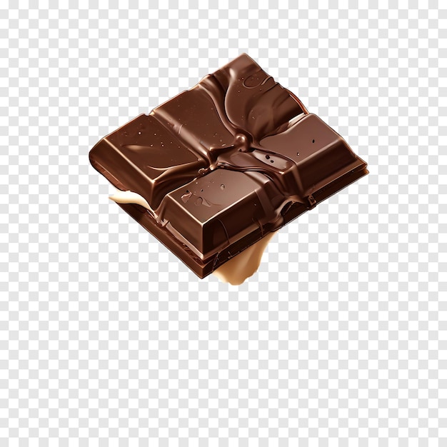 Delicious chocolate bars with splash isolated on transparent background