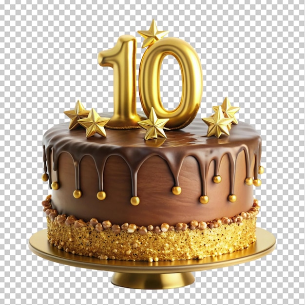 Delicious chocolate cake on transparent background