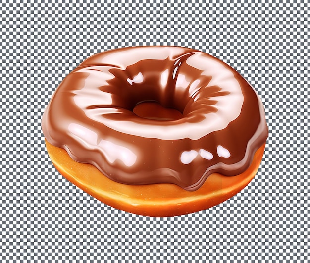 Delicious chocolate glazed donut isolated on transparent background