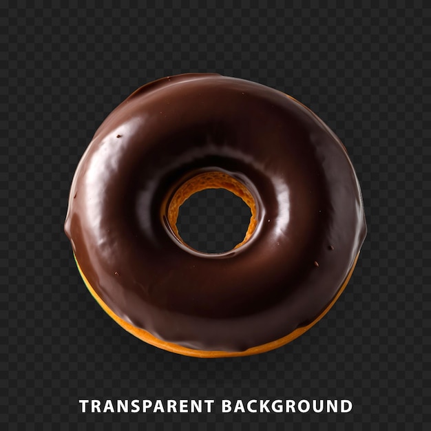 A delicious chocolateglazed donut isolated on a transparent background