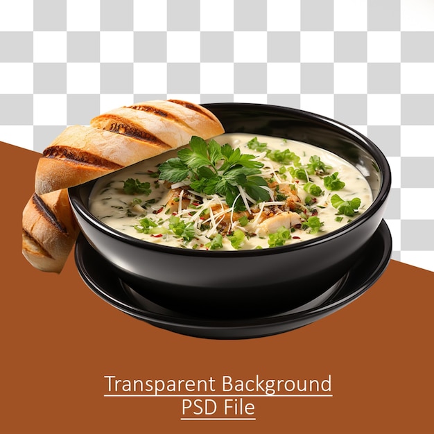 Delicious Clam Chowder in Bowl Isolated on a Transparent Background