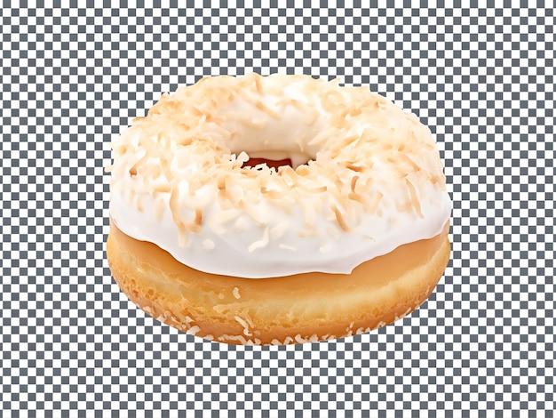 Delicious Coconut Cream donut isolated on transparent background