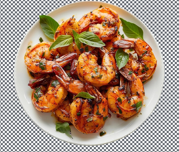 PSD delicious coconut curry grilled shrimp isolated on transparent background