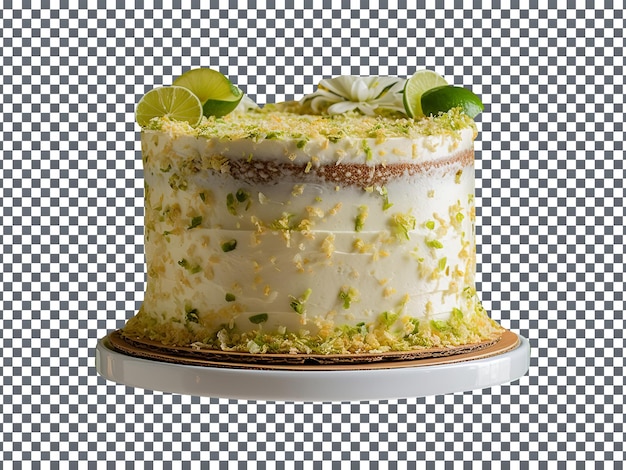 Delicious coconut lime cake isolated on transparent background