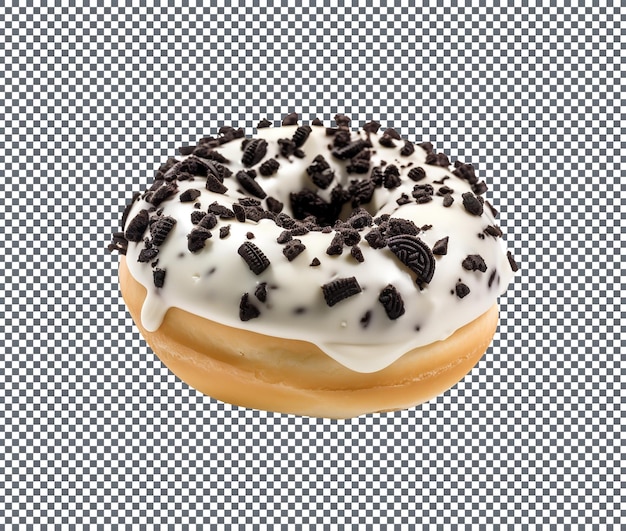 Delicious Cookies and Cream donut isolated on transparent background