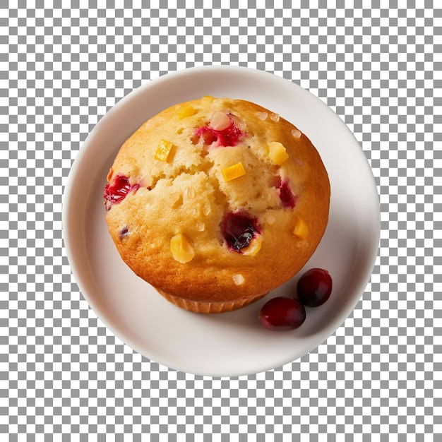 Delicious cranberry muffin isolated on transparent background