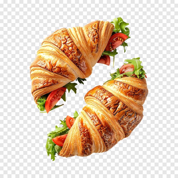 PSD delicious croissant sandwiches on a transparent background