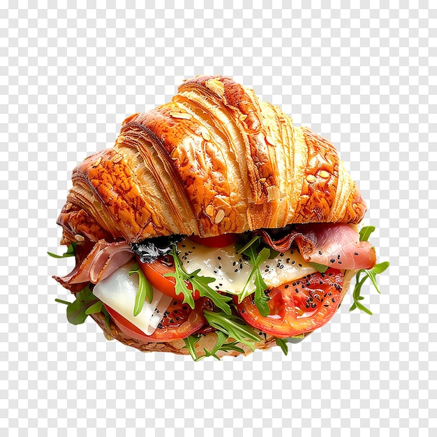 PSD delicious croissant sandwiches on a transparent background