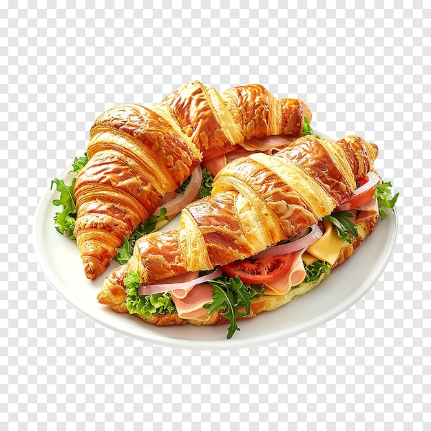 PSD delicious croissant sandwiches on a transparent background