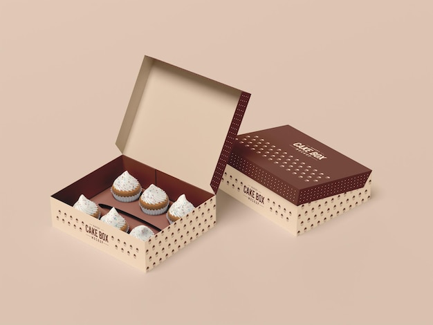 Delicious cupcake packaging mockup